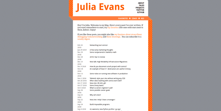 Screenshot of the blog Julia Evans