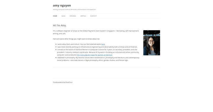 Screenshot of the blog amy nguyen