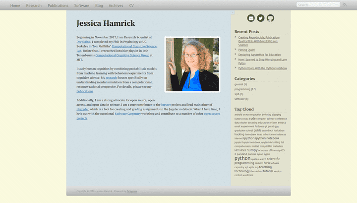 Screenshot of the blog Jessica Hamrick